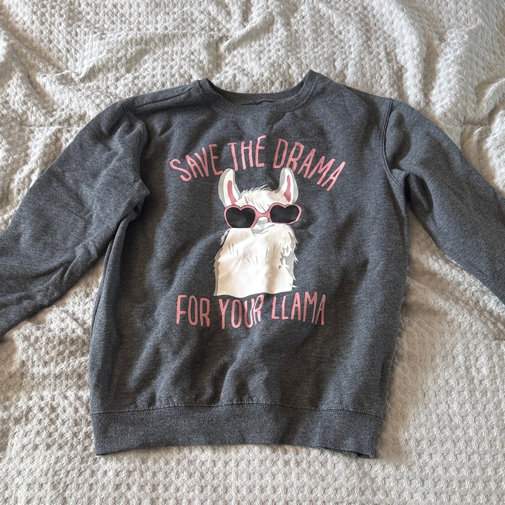 Gray save the drama for your llama Graphic junior Sweatshirt